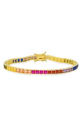 Queen Jewels Sterling Silver Rainbow CZ Tennis Bracelet in Gold at Nordstrom Rack, Size 7.25