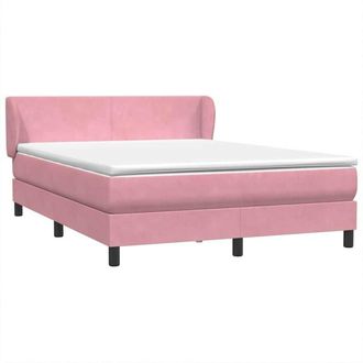 vidaXL Cama Box Spring Con Colch&oacute;n Terciopelo Rosa 140x220 Cm Vidaxl