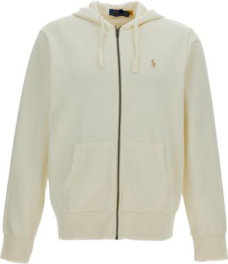 Polo Ralph Lauren Embroidered Cotton Zip Hoodie with Drawstring Closure