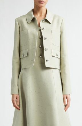 Altuzarra Astley Crop Flecked Cotton Blend Jacket in Green Lily at Nordstrom, Size 4 Us