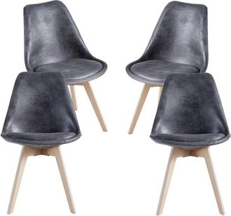 Regalos Miguel Regalos Miguel - Packs Sillas Comedor - Pack 4 Sillas Synk Vintage - Gris Oscuro