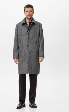Mango Cappotto misto lana spigato grigio - Uomo - XXL - MANGO MAN