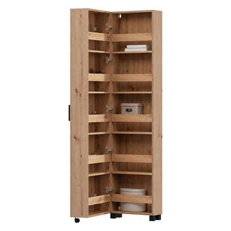 Dmora Zapatero Visby, Mueble Guardazapatos 10 Estantes, Una Puerta, Doble Capacidad, Ruedas, 46x33x185h Cm Roble Marr&oacute;n Nudos