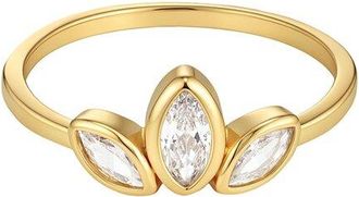 Adornia Adornia 14K Plated Cz 3-Deco Petals Ring