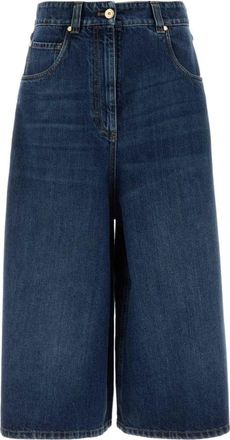 Brunello Cucinelli Wide-Leg Cropped Jeans - Dames - Loose Fit Jeans - Blauw - 2XS - Katoen - Jeans
