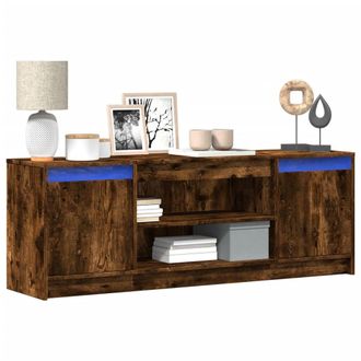 Berkfield Home TV Cabinet with LED Smoked Oak 139.5x34x50 cm Engineered Wood in Brown