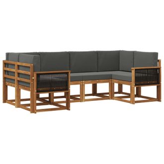 vidaXL Conjunto De Sof&aacute;s De Exterior 6 Pcs Natural Y Antracita Vidaxl