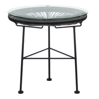 Sklum Sklum - Mesa Auxiliar Para Jard&iacute;n Redonda &Oslash;45 Cm En Acero Y Mimbre Sint&eacute;tico Acapulco