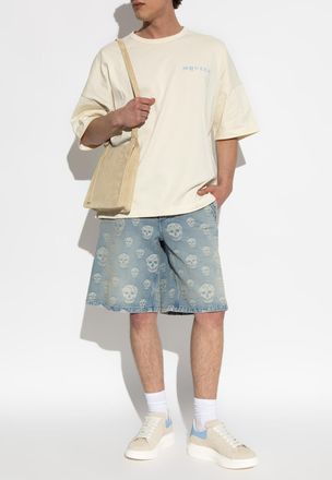 Alexander McQueen T-shirt With Logo, Mens, Cream