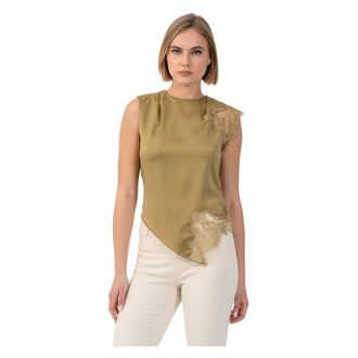Kocca Sleeveless Tops, female, Green, Size: XS Chic Angle Waisted Contoured Top