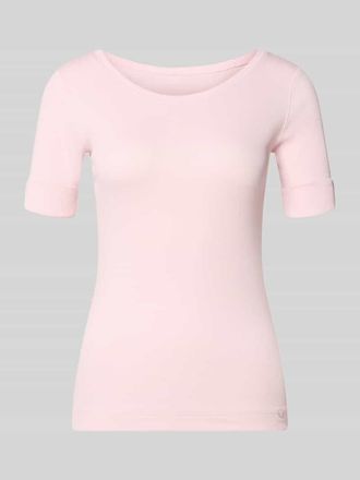 Marc Cain T-Shirt mit Rundhalsausschnitt und Label-Detail in Rosa, Gr&ouml;&szlig;e 34