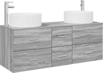 vidaXL Juego De Muebles De Ba&ntilde;o 3 Uds. Sonoma Gris Vidaxl