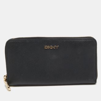 DKNY Dkny Black Leather Bryant Park Zip Around Wallet