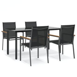 Berkfield Home 5 Piece Garden Dining Set Black Textilene & Steel