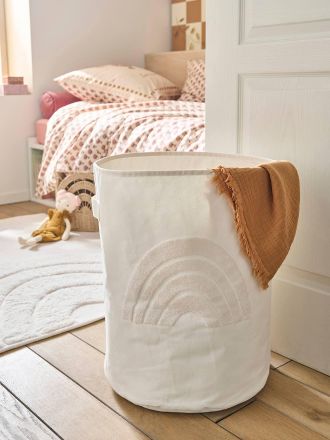 Vertbaudet Grosser Kinderzimmer Aufbewahrungskorb REGENBOGEN wollwei&szlig;