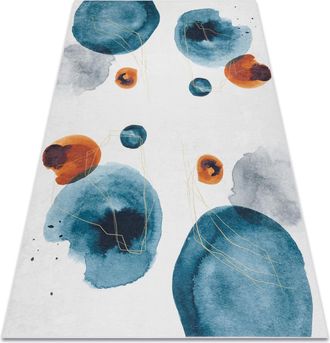 RugsX Rugsx - Alfombra Lavable Andre 1112 Abstracci&oacute;n Antideslizante - Blanco / Azul Multicolour 160x220 Cm