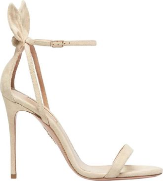 Aquazzura Sandalen met Strik - Dames - Sandalen met hakken - Beige - 40 EU - Leer - Schoenen
