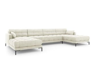 MICADONI Sof&aacute; panor&aacute;mico 6 plazas de terciopelo beige claro