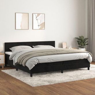vidaXL Vidaxl - Cama Box Spring Con Colch&oacute;n Terciopelo Negro 200x200 Cm