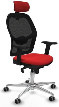 Piqueras y Crespo Jorquera Sincro Malla Negra Similpiel Rojo Brazos 2d Base Aluminio Cabecero 2d Ruedas 65mm Engomada