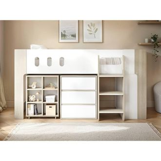 Flair Willow Mid Sleeper with Desk & Storage White & Oak | Size: Single
