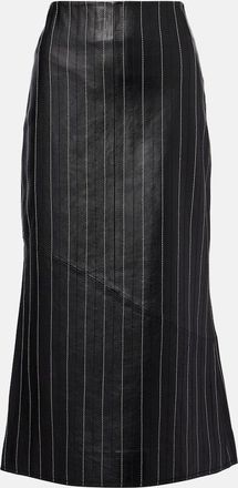 Victoria Beckham Gonna midi in pelle con ricamo