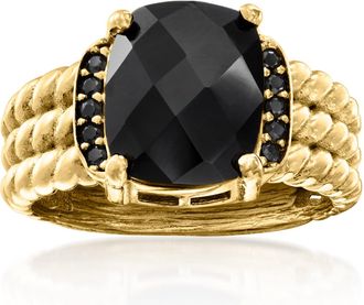 Ross-Simons Onyx and Black Spinel Ring in 18kt Gold Over Sterling