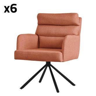 ML Design Sillas de comedor giratorias, set de 6, naranja, de poli&eacute;ster