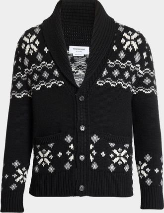 Thom Browne Men & apos;s Cashmere Shawl Collar Fair Isle Cardigan
