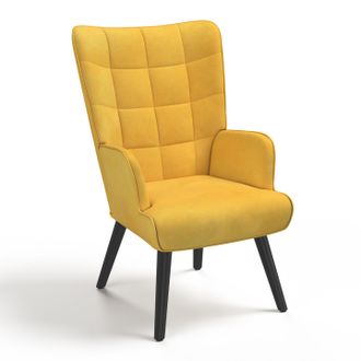 IDMarket Idmarket - Poltrona Scandinava Ania In Velluto Giallo