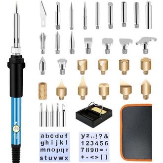OEM Set Per Pirografia Con Saldatore, 37 Pezzi, 60 W, Strumento Per Incisione Per Adulti Per Lavorare Legno, Sughero E Cuoio, Per Incisione E Intaglio, Te