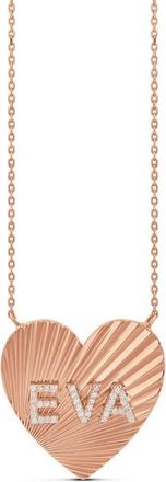 SHYMI Fluted Heart Initial Pendant Necklace in Rose at Nordstrom