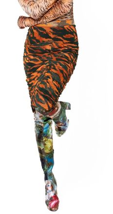 Petit Pois by Viviana G Animal Skirt In Orange/black