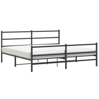 Berkfield Home Metal Bed Frame without Mattress with Footboard&not;Black 183x213cm in Black | Size: 183x213 cm