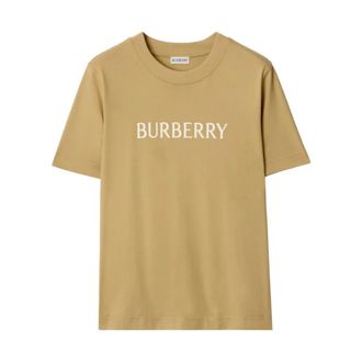 Burberry T-Shirts, female, Beige, Size: XS Logo Cotton T-shirt