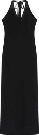 Marella Kleedjes, Dames, Zwart, XS, Satijn, Mltribaldo Lange Envers Satijnen Jurk