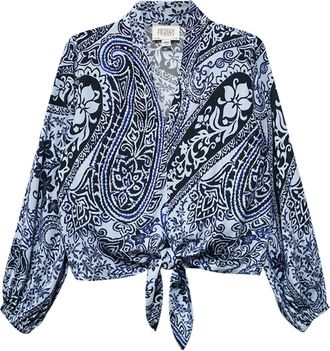 Fifteen Twenty Womens Scarlet Tie Front Top In Paisley