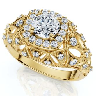 Pompeii3 1 Ct Diamond Vintage Engagement Ring Lab Grown in 14k White Yellow or Rose Gold