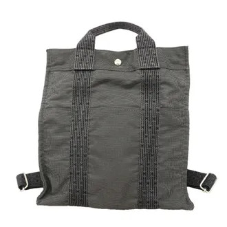 Herm&egrave;s Gray Nylon Backpack (Pre-Owned)