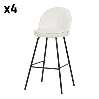 ML Design Set de 4 Taburetes de bar beige 75cm tapizado tela estructura met&aacute;lica