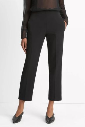 Vince Velvet-Trim Pull-On Pants In Black