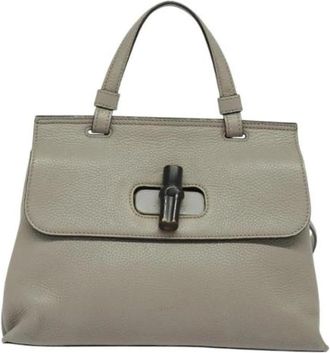 Gucci Pre-owned Bamboo Daily Top Handle Bag - unisex - Vintage Handtas - Grijs - ONE Size - Leer - Vintage