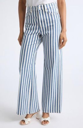 Veronica Beard Taylor Stripe Wide Leg Jeans in Saltwater Stripe at Nordstrom, Size 32