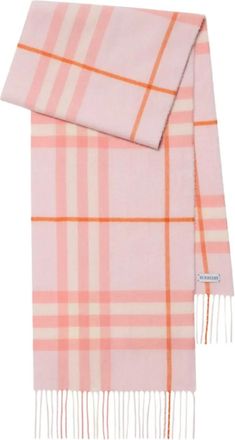 Burberry Sciarpa in cashmere con frange - Rosa
