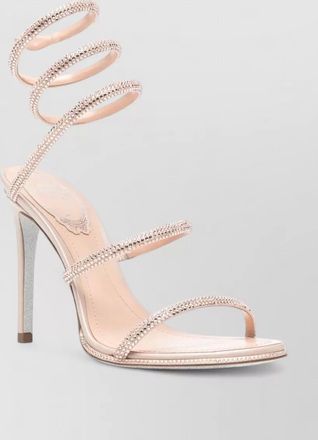 Rene Caovilla leather crystal-embellished wrap-around heel sandals