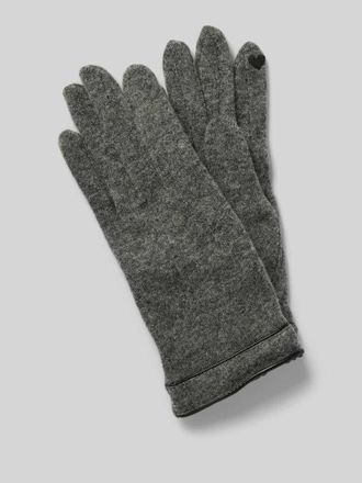 Roeckl Walkhandschuh aus reiner Schurwolle Modell Leather Piping Touch in Mittelgrau, Gr&ouml;&szlig;e 1