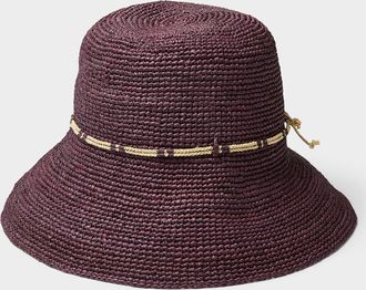 Sans Arcidet Paris Womens Fany wide-brim raffia Cloche Hat