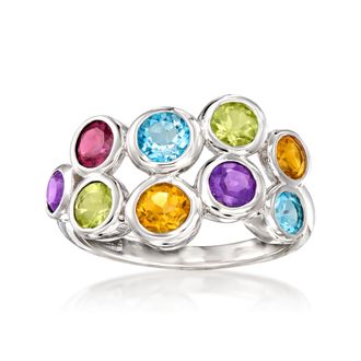 Ross-Simons Multi-Gemstone Bubble Ring in Sterling Silver