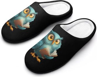Generic Reading Owl Funny Womens Cotton Slippers Shoes Novelty Soft Non-Slip Sole Home Shoe