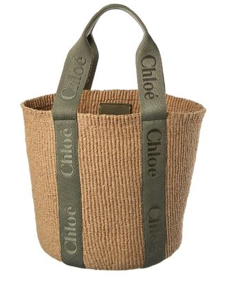 Chlo&eacute; Woody Large Raffia Basket Tote